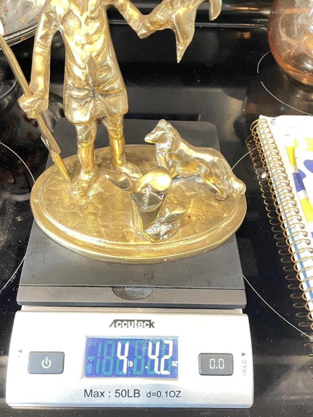 Vtg Heavy Brass Scottish Peasant Hunter w Dog Statue 4.4 lbs - Picture 12 of 12